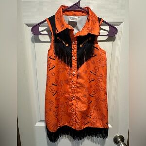 Orange and Black Fringe Dress 6T